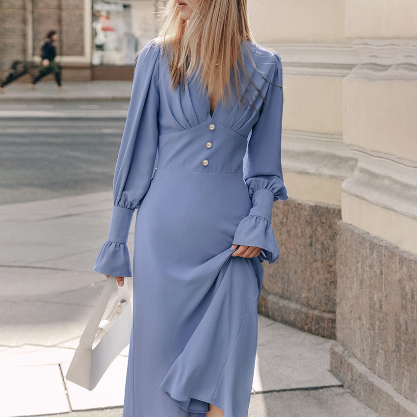 Women's Fashion Design Dress Autumn Simple Slim Fit A- Line Dresses