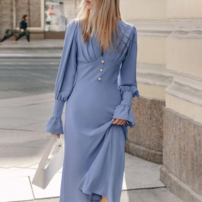 Women's Fashion Design Dress Autumn Simple Slim Fit A- Line Dresses