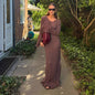 Women's Pleated Wavy Backless Long Sleeve Dress Dresses