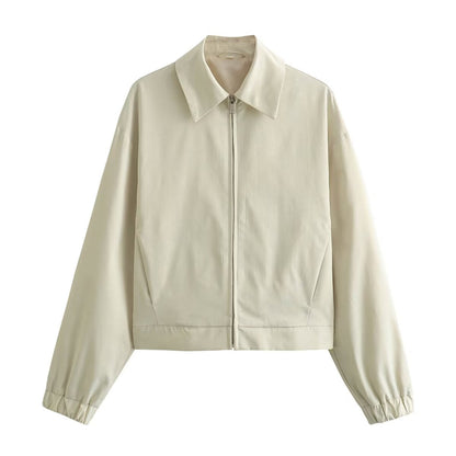 Women's Summer Lapel Zipper Ornament Loose Pilot Coats