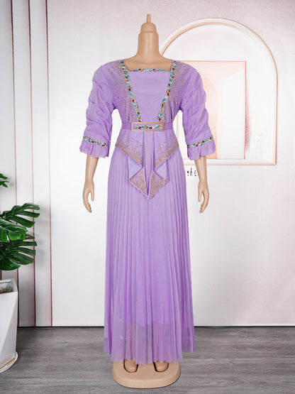Women's Elegant Pleated Dress Muslim Wear Dresses