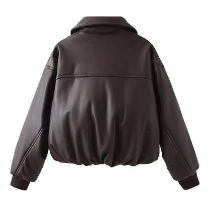 Women's Retro Crew Neck Shackle Lamb Wool Coats