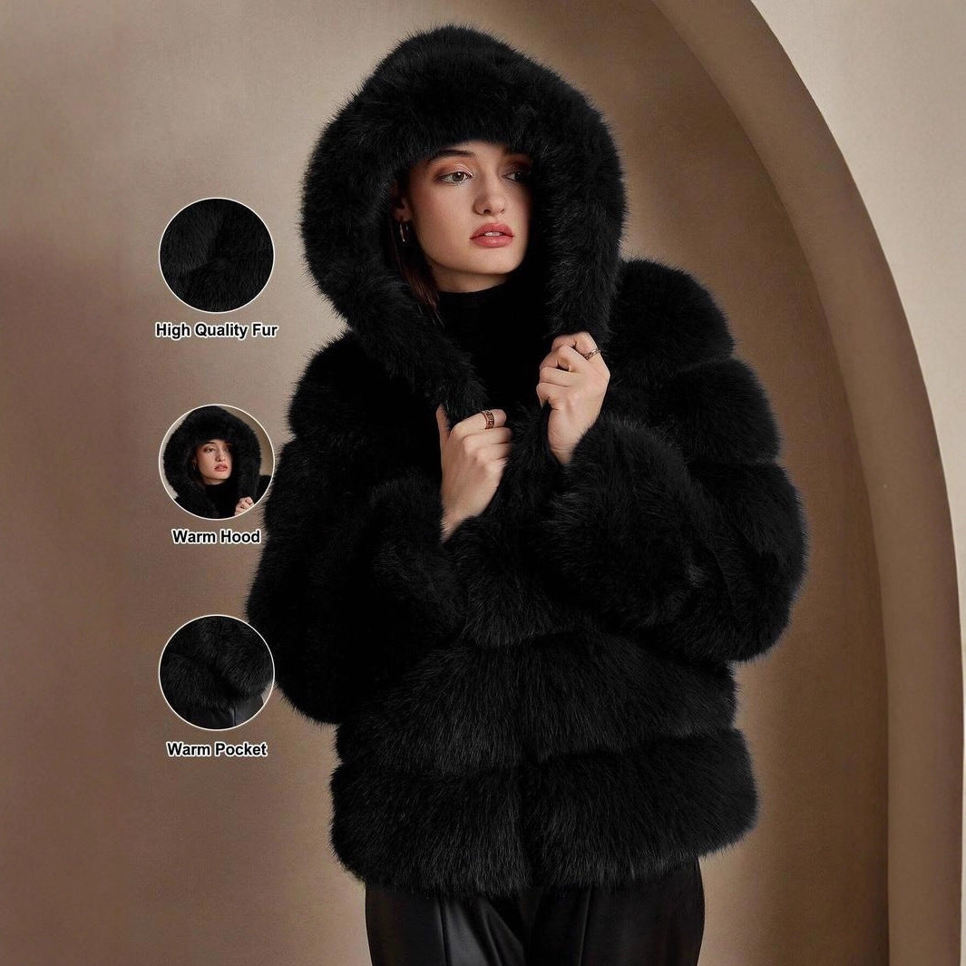 Women's Faux Fur Environmental Protection Imitation Fox Coats