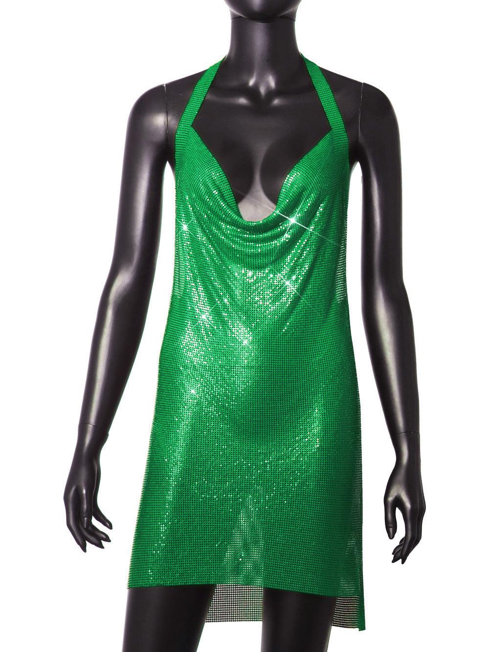 Nightclub Metal Sequins Sexy Suspenders Dress Dresses