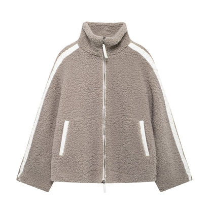 Women's Color Idle Style Lamb Wool Turtleneck Coats