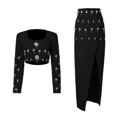 Two-piece Set Fashion Bead Diamond Inlaid Suits