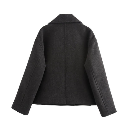 Autumn Double Breasted Button Decoration Overcoat Coats