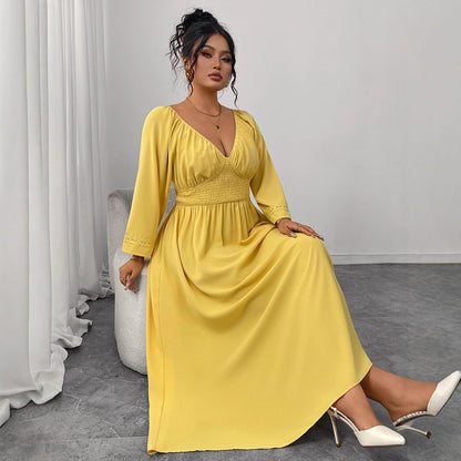 Women's Dress Sexy Temperament Deep Yellow High Dresses