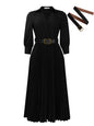 Women's High Waist Temperament Pleated Solid Color Dresses