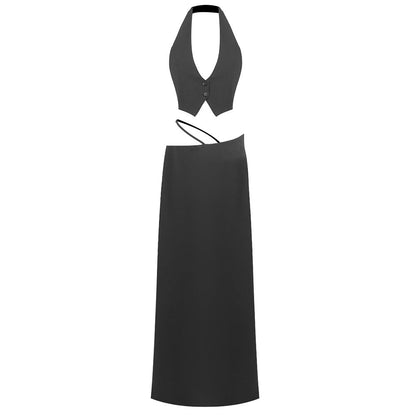 Summer White Low-cut Sleeveless High Waist Suits