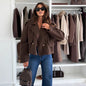 Women's Fashionable Collar Solid Color Woolen For Coats