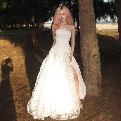 Women's Color High Fork Waist Temperament Slimming Dresses