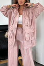 Women's Solid Color Fashion Long-sleeved Three-dimensional Pocket Coats
