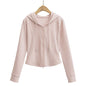Autumn Fashion Simple Style Double Zipper Hooded Drawstring Tops