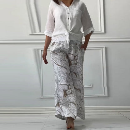 Summer Fashion Large Shirt High Waist Suits