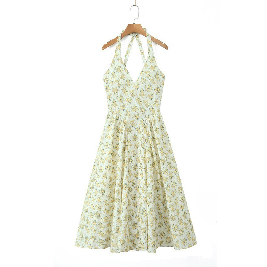 Halter Long Dress Summer Sexy Backless Deep Dresses