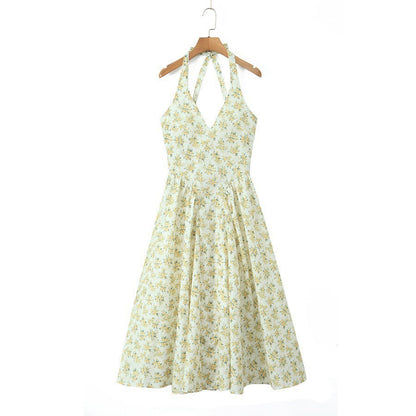 Halter Long Dress Summer Sexy Backless Deep Dresses