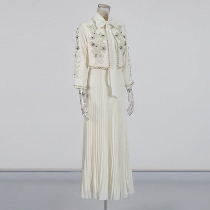 Women's Retro Court Diamond Two-piece Embroidered Slim Suits