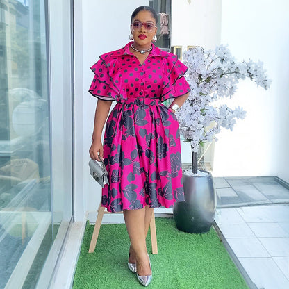 Women's Printed Shirt Dress A- Line African Dresses