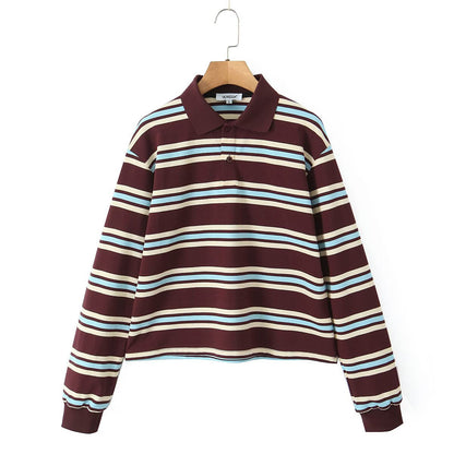 Fashion Striped Sleeve T-shirt Low Waist Suits