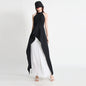 Women's Sleeveless Irregular Black White Color Matching Suits