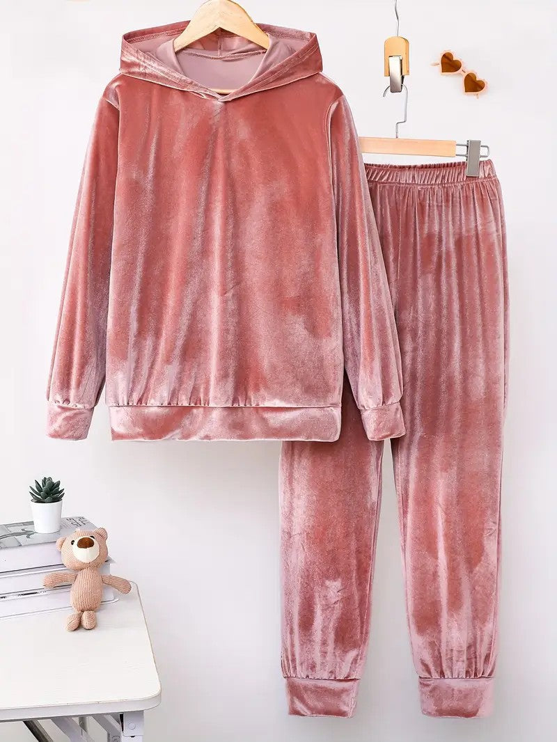 Durable Veet Pajamas Hooded Trousers Two-piece Suits