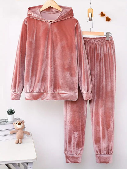Durable Veet Pajamas Hooded Trousers Two-piece Suits