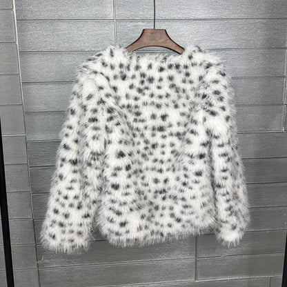 Women's Imitation Tuscan Fur Korean Black White Coats