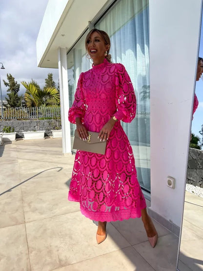 Women's Embroidered Large Swing Spring Fashion Puff Dresses