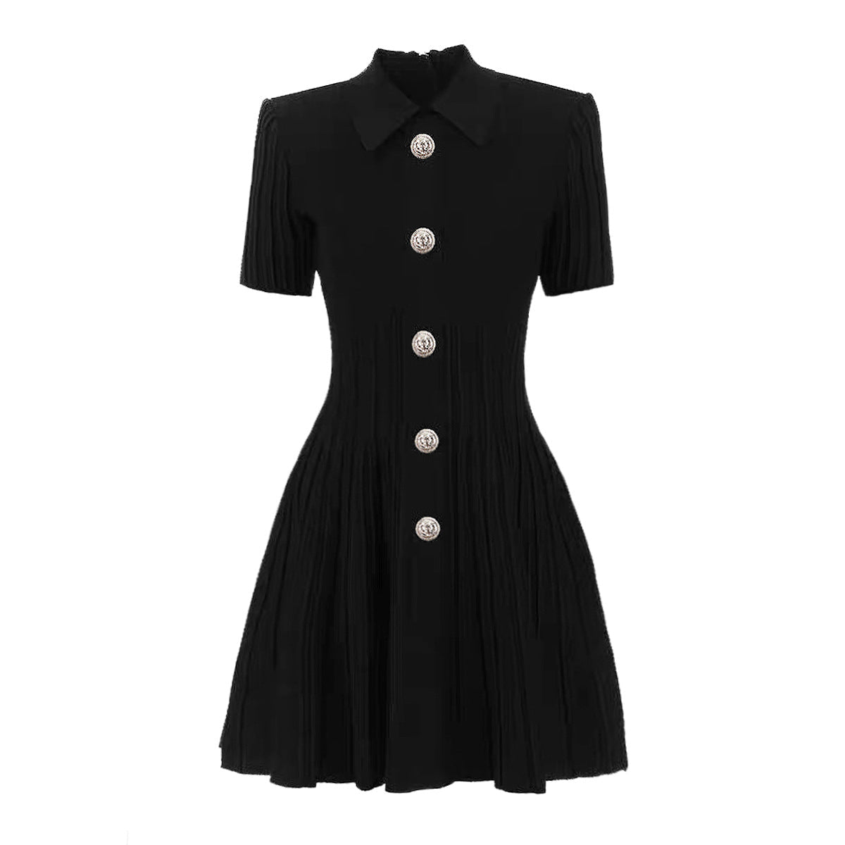 Women's High Quality Knitted Lapel Slim Fit Slimming A- Line Dresses