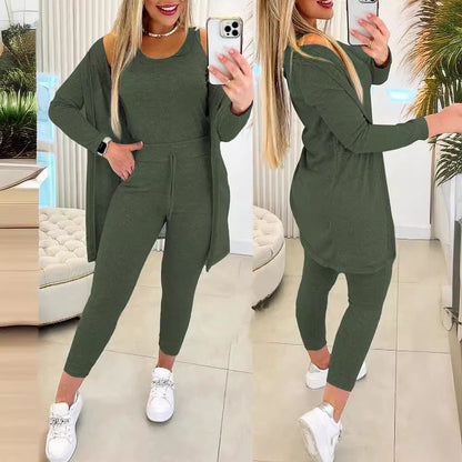 Women's Dressing Gown Round Neck Solid Color Suits