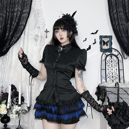 Women's Shirt Dark Style Summer Vintage Wear College Lace Blouses