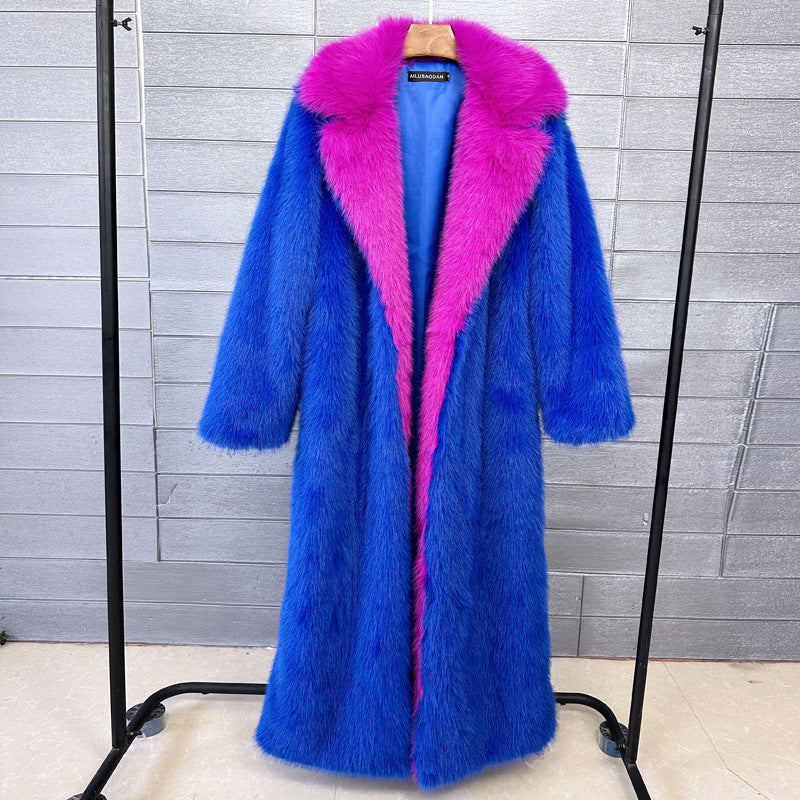 Women's Faux Plush Furry Imitation Fur Extended Coats
