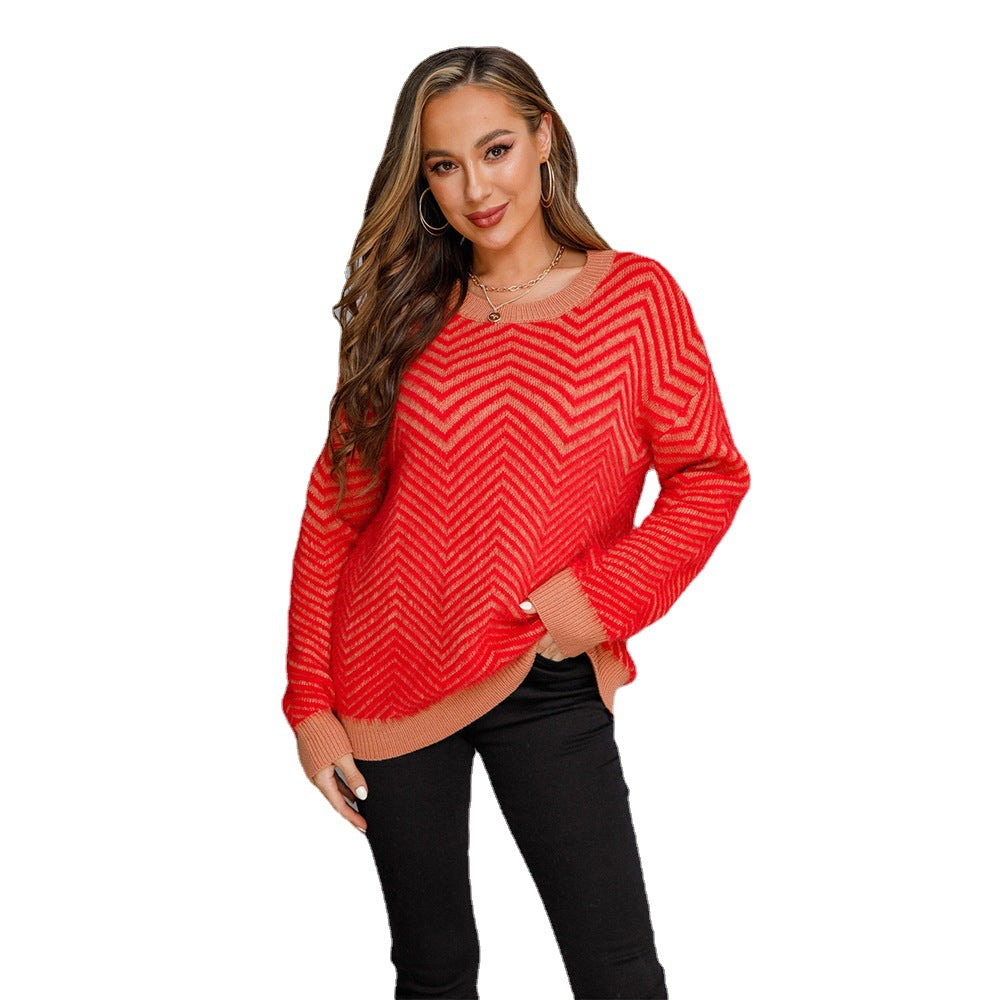 Women's Spring Round Neck Pullover Long Sleeve Sweaters