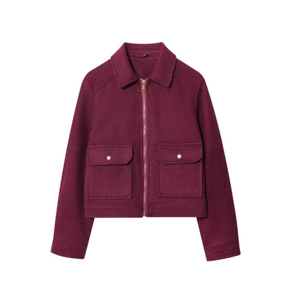 Women's Zipper Ornament Soft Retro Double Pocket Coats