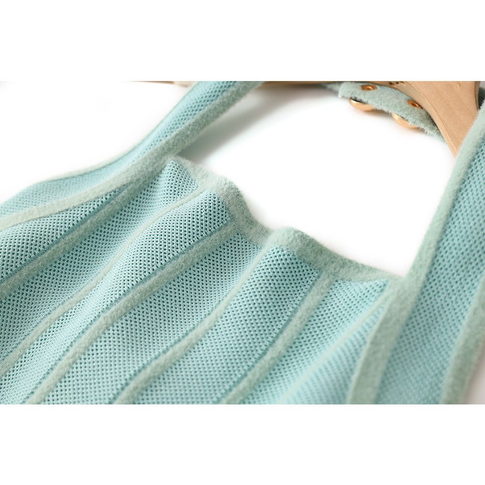 Halter Suspender Backless Large Swing Knitted Dresses