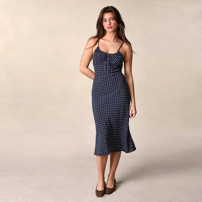 Women's With Polka Dot Halter Spaghetti Straps Dress Clothing