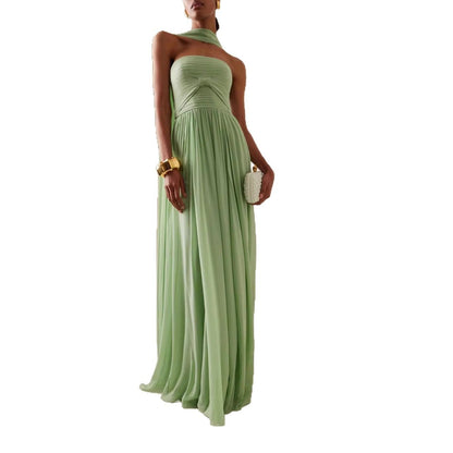 Women's Pleated Tube Dress Elegance Sleeveless Large Dresses