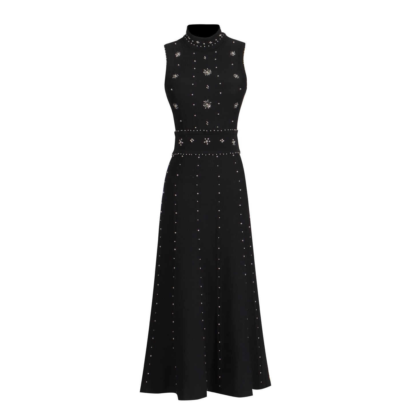 Long Summer Beads Rhinestones Sleeveless Waist Slimming Slim Fit Dresses