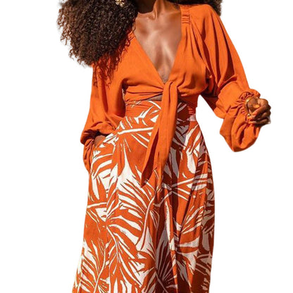 Women's Summer Fashion Temperament Printed Long Sleeve Suits