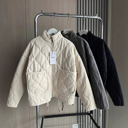 Versatile Trendy Rhombus Quilted Baggy Casual Coats