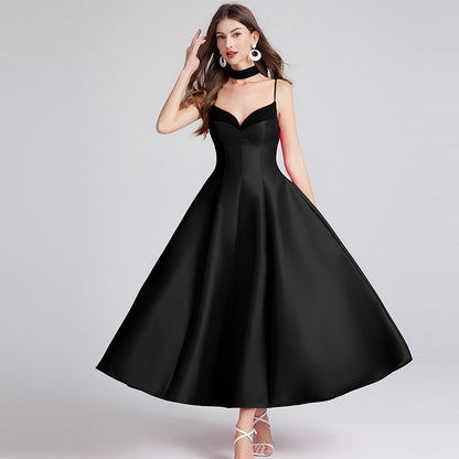 Style Retro Elegant Hepburn Sexy Backless Dresses