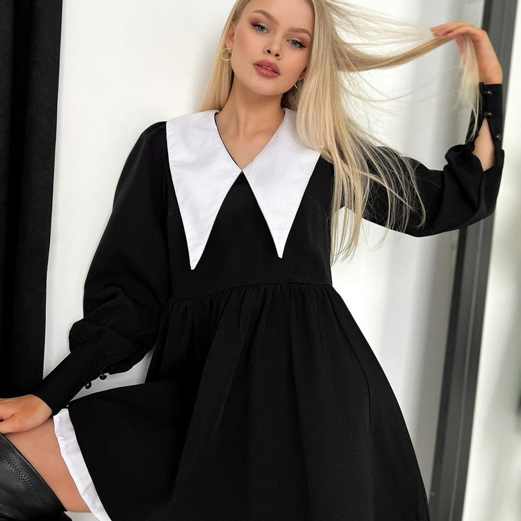 Design Dress Doll Collar Waist Slimming Hepburn Little Dresses