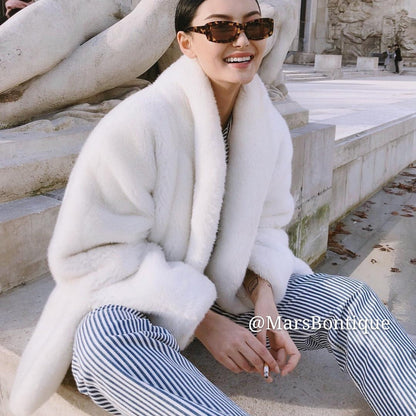 Women's Of The Street Elegant White Furry Coats