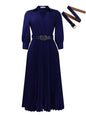 Women's High Waist Temperament Pleated Solid Color Dresses