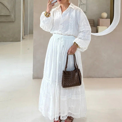 Women's Elegant Two-piece Set Autumn Embroidered High Waist Suits