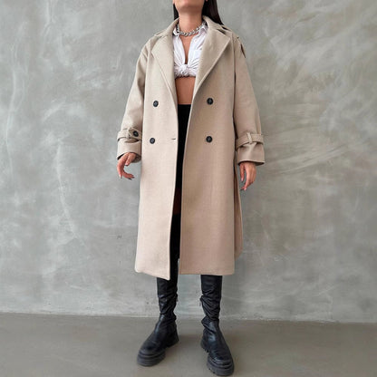 Women's Mid-length Commuter Woolen Versatile Loose Long Coats