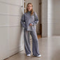 Women's Knitted Turtleneck Loose Long Sleeve Trousers Suits