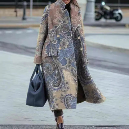 Printed Slim Fit Temperament Commute Pocket Coats