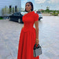 Women's Summer Diagonal Collar Sleeve Waist Seal Dresses